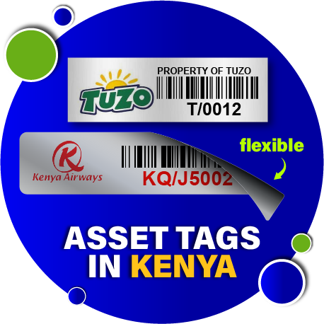 Types of barcode Asset Tags in Kenya. Aluminium Anodized asset tags with acetone activated adhesive